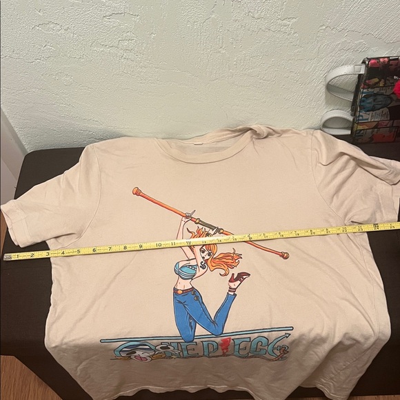 #1316** Unisex’s Beige Graphic T-Shirt with Anime One Piece Design - Picture 4 of 5